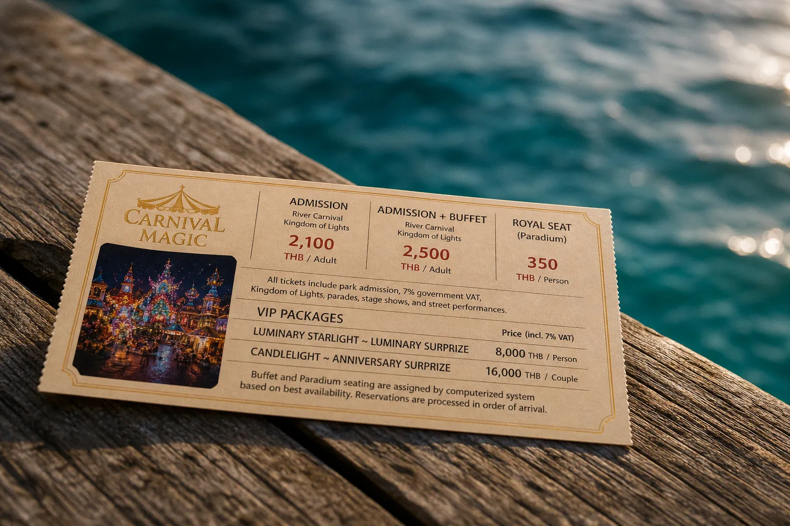 Achat de billets Carnival Magic Phuket : VIP ou standard ?